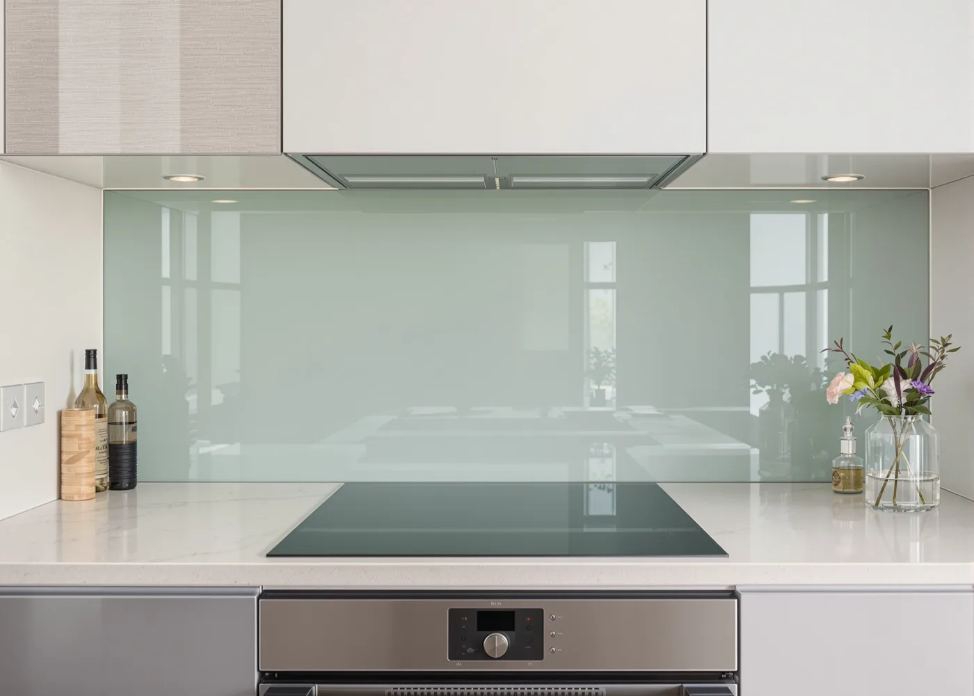 Crédence en verre laqué sur mesure — Cuisine moderne à Etterbeek
